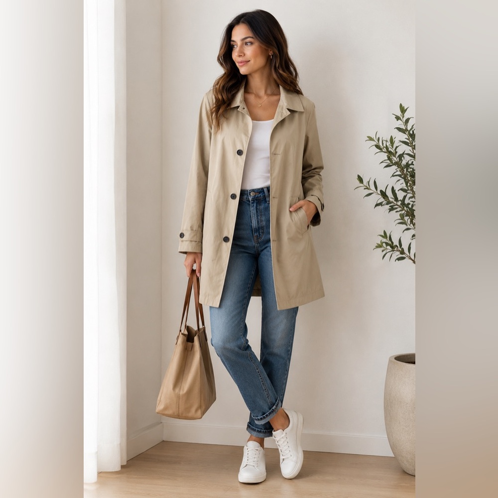 Zara Sand Beige Trench Coat - Picture 1 of 6